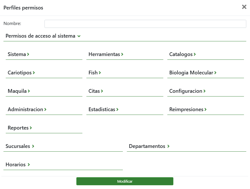 Guarda diferentes perfiles de permisos para asignar al personal de recepción, administración, laboratorio, etc, con Citopat software para laboratorios de patología