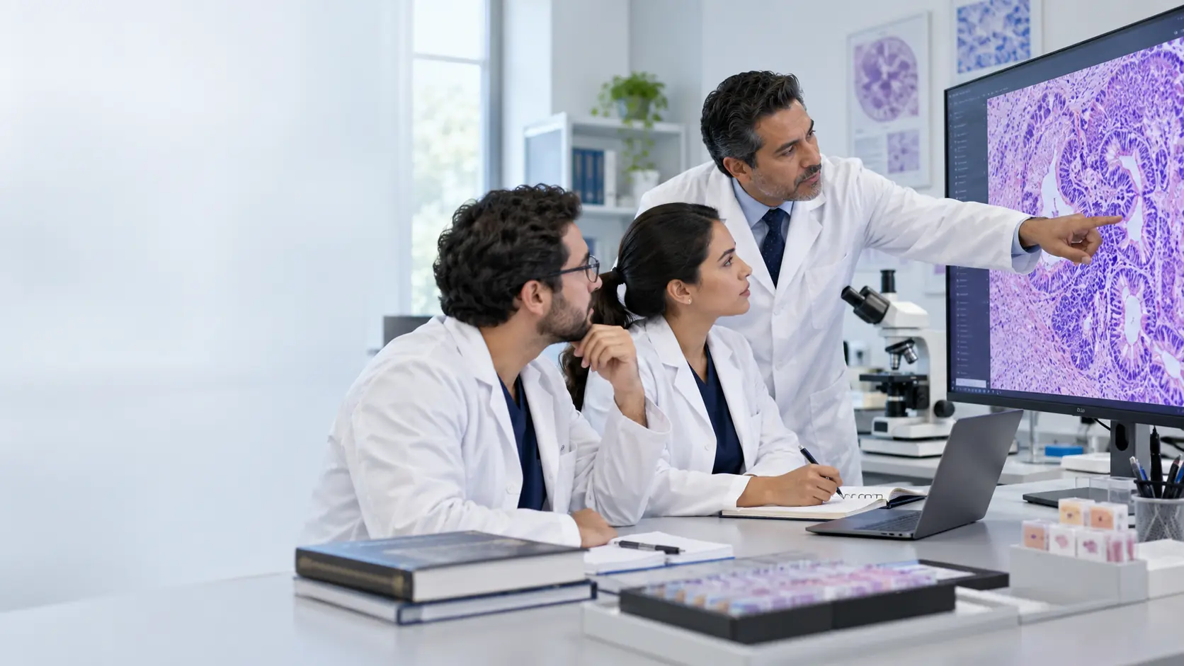 Formación profesional en anatomía patológica con microscopía y revisión digital de laminillas
